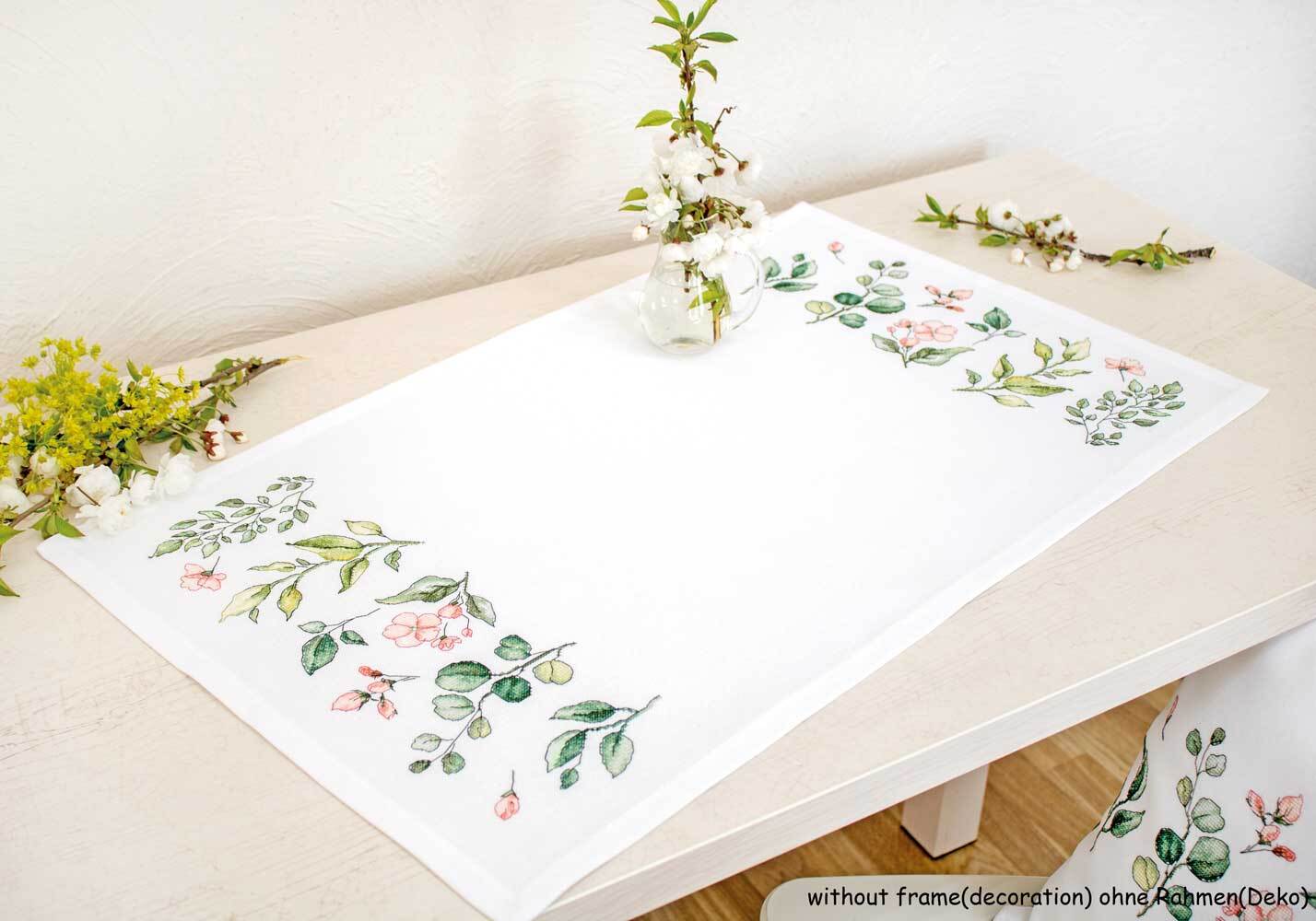 Luca-S counted Cross Stitch kit Table runner ""Table runner leaves and flowers "",