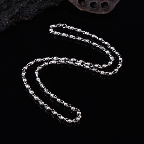 Real Solid 925 Sterling Silver 5MM Necklace Full Skull Chain Jewelry 18" -28" - Picture 2 of 4
