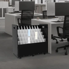 50-Slot Mobile Rolling Blueprint Roll File Cart Large Document Organizer Black
