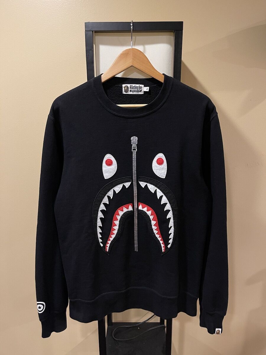 Bape Zip Shark Face Logo Black Crewneck Sweatshirt | eBay Bape Zip Shark Face Logo Black Crewneck Sweatshirt | eBay