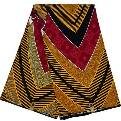 Afrikanischer Stoff Wachsdruck rot schwarz Ankara 100% Baumwolle 6 Yards Nähmaterial