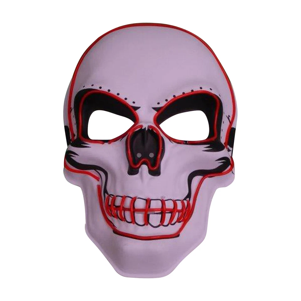 Leuchtende Halloween LED Maske Slasher Totenkopf Schädel Party Kostüm Maske Glow - Bild 2 von 2