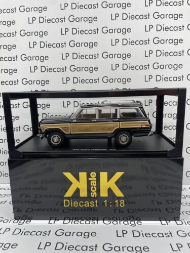 KK Scale 1989 Jeep Grand Wagoneer Woody 1:18 Diecast Model NEW Black Wood Sides - Picture 1 of 3