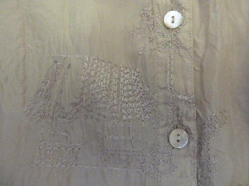 Chicos SILK Tonal Embroidered Tropical Tribal Life+Animals Top or Jacket~3=56"B - Picture 6 of 12