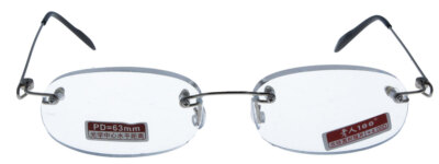 Schicke klassische Fertiglesebrille / Lesehilfe randlos in edlem Silber | NEU