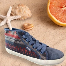 ***NEW*** Gola  Quota Women`s Suede/Cloth nit. Size 6 U.S.  euro 37 Navy/Red