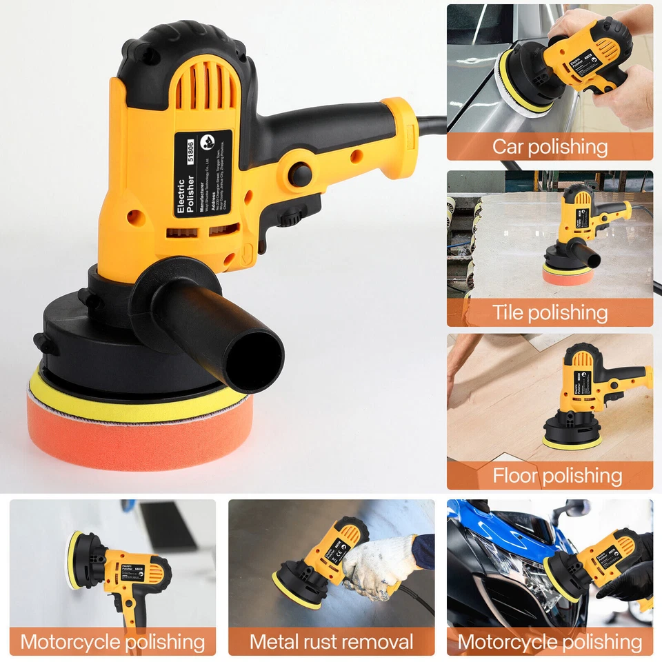 Kit de máquina pulidora tampón pulidora coche 800W depilación con capó almohadilla de 5" Foto 4 de 4