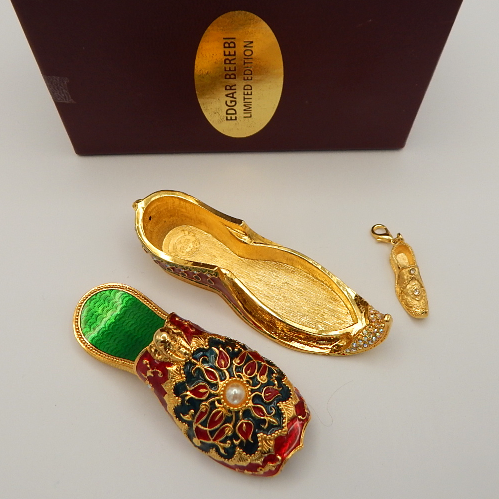 Vintage Edgar Berebi LTD Edition Rhinestone Pearl Enamel Trinket Box Shoe&Charm eBay