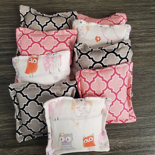 Handmade Bean Bag Set (9) Geometric Owls Variety Fidget Physical Therapy Toy NEW - Picture 2 of 5