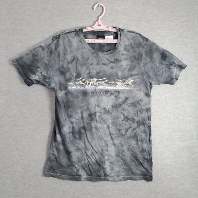 VINTAGE Alaskan Wolves Men Shirt Large Gray Tie Dye Y2K Graphic Tee