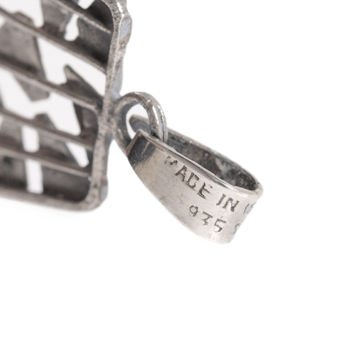 Vintage Israeli Artisan Made Sterling Silver Statement Pendant Eilat Gemstone