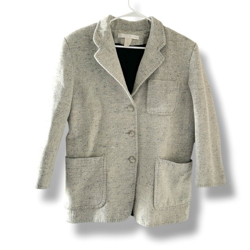 Vintage 90s The Limited Gray Tweed Wool Blazer Women’s Size Medium Preppy Office - Picture 3 of 22
