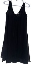 Jonathan Martin Womens 100% Silk Mini Dress Sz 8 Black Sleeveless Flowy Goth