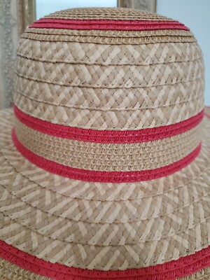 Quagga Green Label Straw Hat Womens Floppy Beach Tan Pink  display picture 3