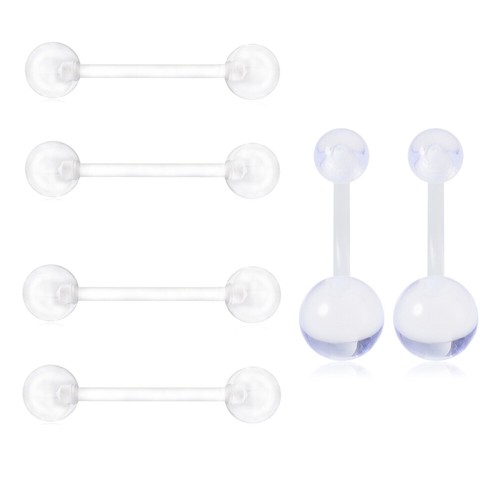 6Pcs/set Acrylic Transparent Piercing Rings Belly Nipple Retainer Body