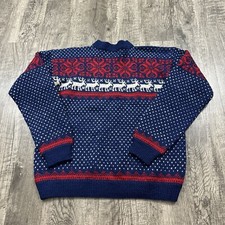 Vintage Wool Blend Fair Isle Reindeer Patterned Sweater Women s M