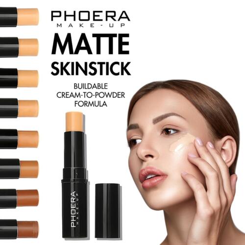 PHOERA Matte Foundation Make Up Skinstick Cream to Powder Full Coverage Makeup - Picture 1 of 18