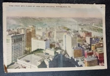 vtg postcard view from 38th floor New Gulf Building Pittsburgh PA
