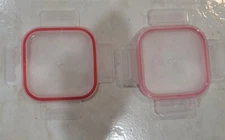 2 PCS. SNAPWARE Total Solutions CLEAR/Red 4" SQUARE Replacement LidS Cover.