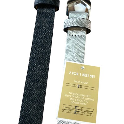Michael Kors Men’s Black & Silver Two-Belt Set Michael Kors belts 2 For 1 Black MK Logo And Metallic Silver  main image 4