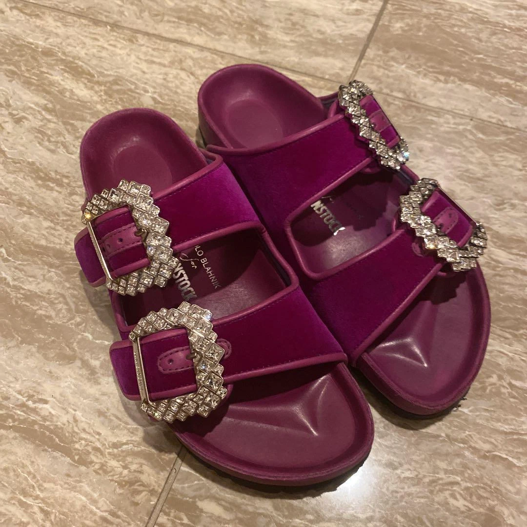 Used Manolo Blahnik Birkenstock Arizona Sandals Women Size 38 With