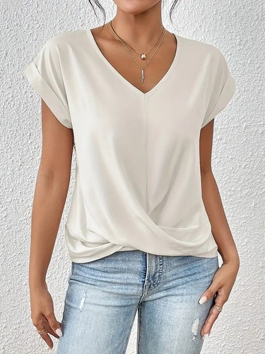 Women's solid V-neck T-shirt - Picture 17 of 32