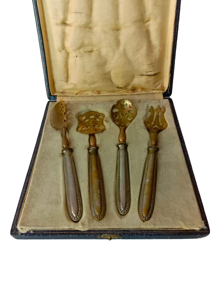 4 cubiertos de metal color dorado plateados chapados en oro rellenos SERVICIO DE CABALLOS - antiguos Foto 4 de 4