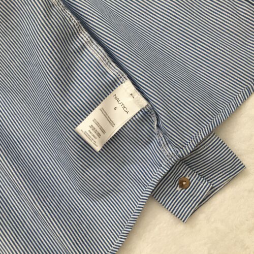 Nautica Boys Dress Shirt 6 Blue White Striped Collared Button Down Long Sleeves - Picture 11 of 24