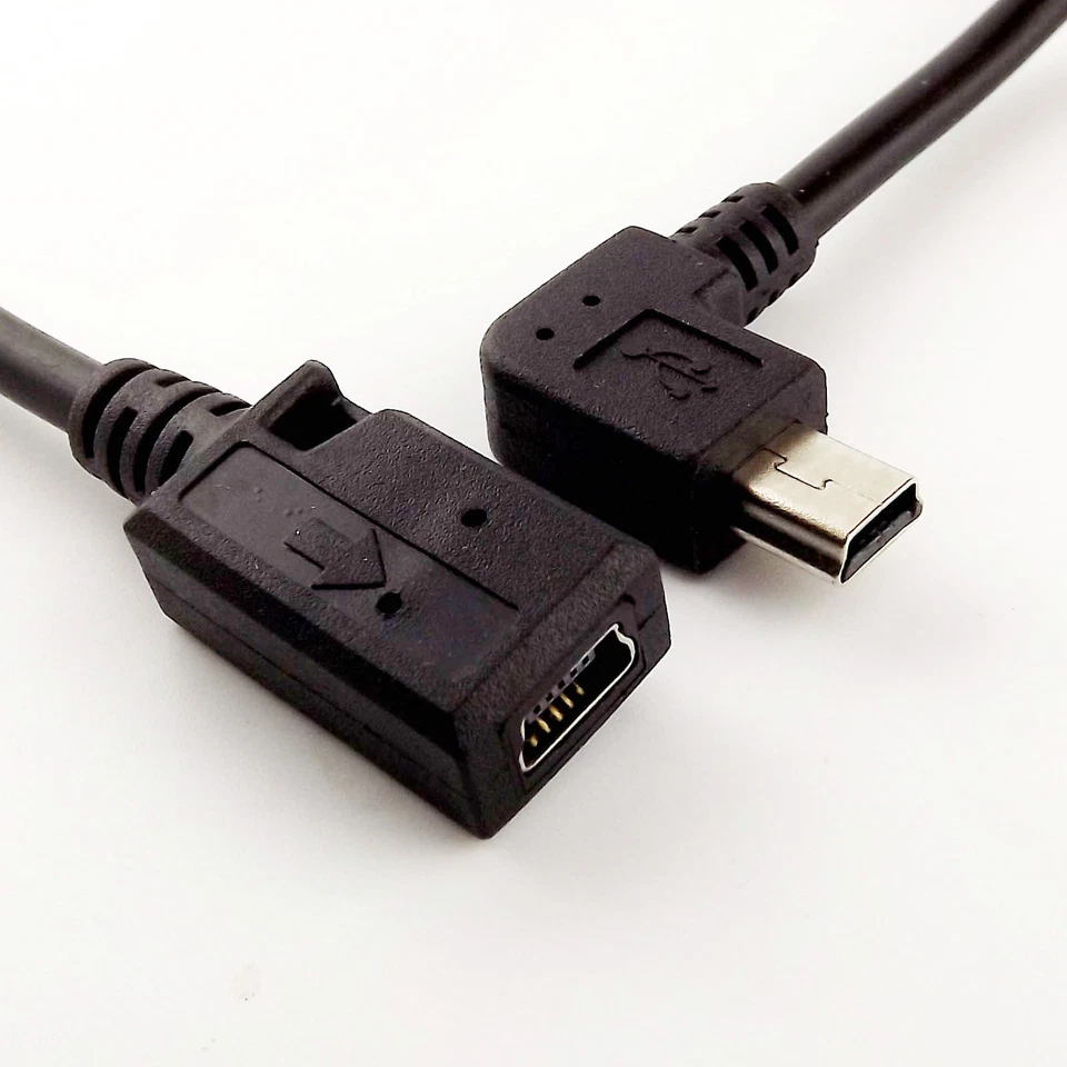 10x Mini USB 5 Pin Female To Male Right Angle Extension Data Adapter Cable Cord - Image 3 of 4