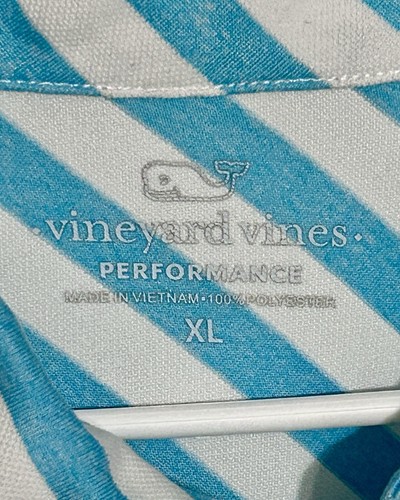 Vineyard Vines Poloshirt Herren XL Performance Kurzarm blau gestreift - Bild 7 von 7