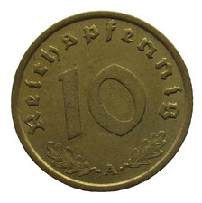 Third Reich 10 Reichspfennig 1938 A With HK Well Preserved