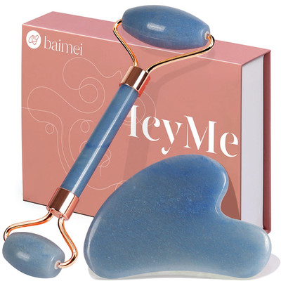 ICYME Jade Face Roller & Gua Sha Set - Facial Massager for Skin Care & Depuffing