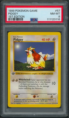 Pidgey (1st Edition) graded PSA 8 for sale on eBay