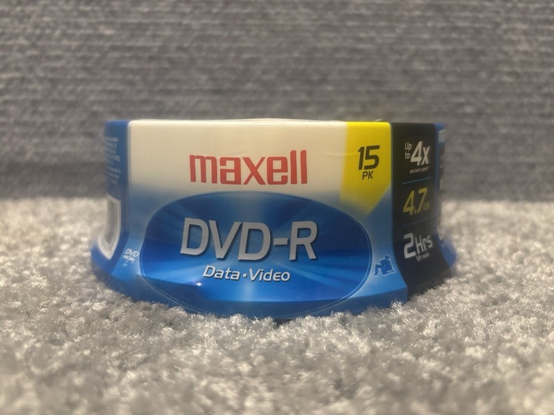 Maxell DVD-R Data Video 15 PK 4.7 GB Up To 8X 120 Min New Sealed 