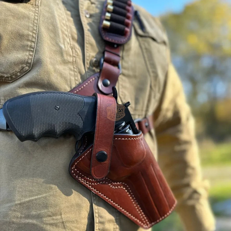 Available for All Models Leather Revolver Chest Gun Holster with Bullet Loops. - Image 2 of 4