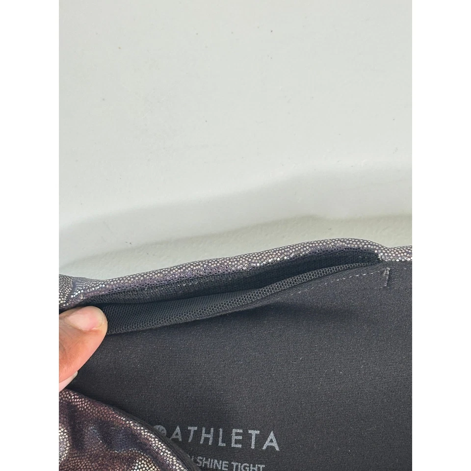 Athleta Elation Brillo Apretado Plateado Ombre Alto Brillo Gimnasio Ropa Activa M Alto Foto 4 de 4