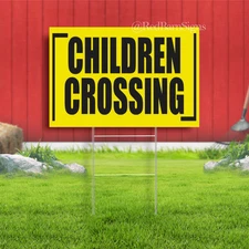 CHILDREN CROSSING School Camp Child Care Indoor Outdoor Yard Sign with metal
