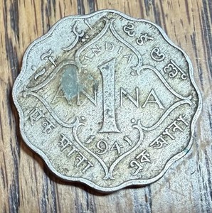 1941 KING GEORGE VI INDIA HALF 1 ANNA COIN - NICE DETAIL -  ESTATE FIND