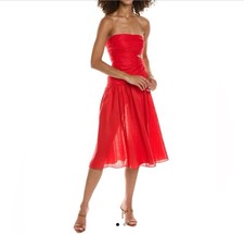 ZIMMERMANN CUTOUT LINEN MIDI DRESS- color red - size 1 -NEW with Tag