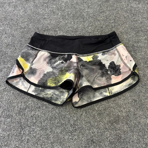 Lululemon Shorts Womens Size 4 Gray Yellow Abstract Speed Up Athletic Running