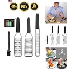 Kitchen Cheese Lemon Zester Grater Set Three-piece Stainless Steel Dishwasher...