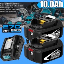 2PACK For Makita 18Volt 10Ah LXT Li-Ion Battery BL1860B BL1830 BL1850 / Charger