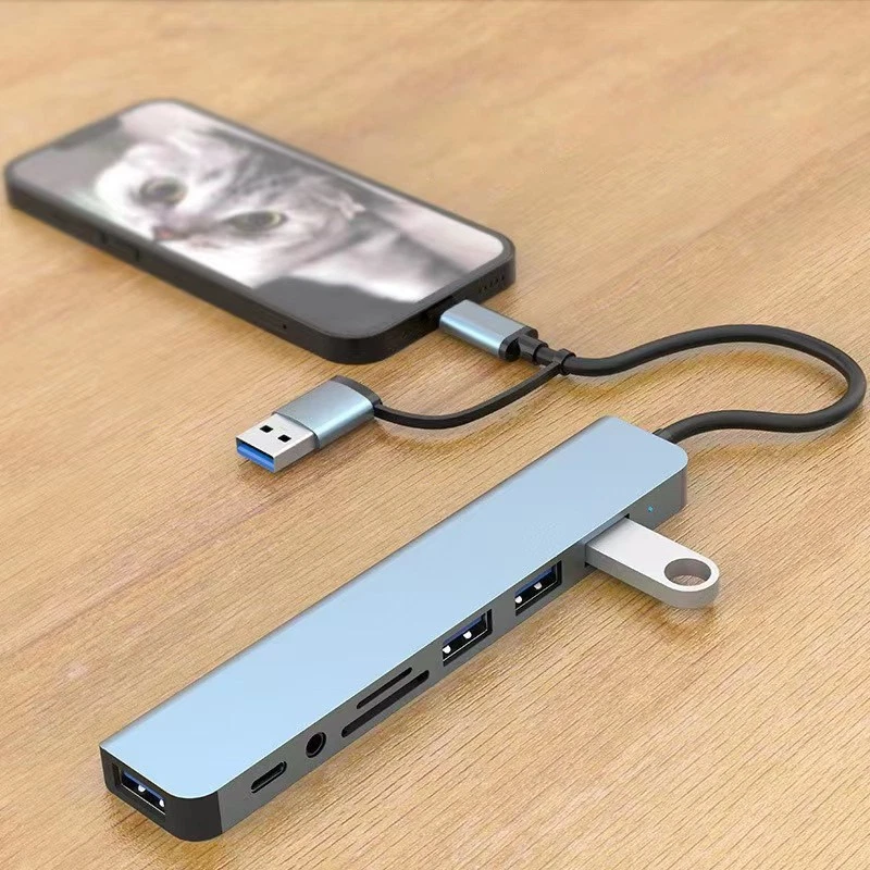 8-in-1 USB C Hub Typ C Multiport Docking Station Adapter PD Kartenleser - Bild 4 von 4