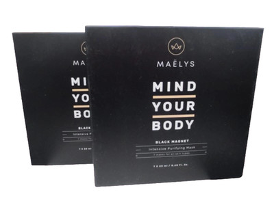 MAELYS MIND YOUR BODY BLACK MAGNET INTENSIVE PURIFYING MASK 7PCS BOXED LOT OF 2