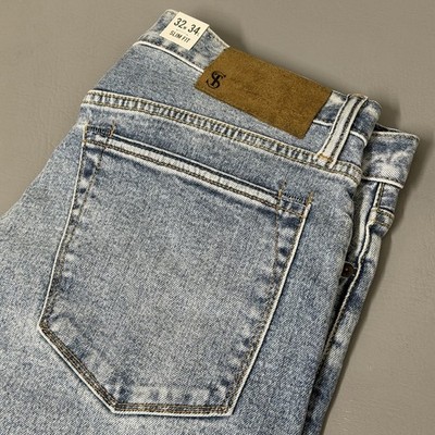 Todd Snyder Stretch 5 Pocket Slim Fit Destroyed Jeans Mens 32x34 Medium Indigo 