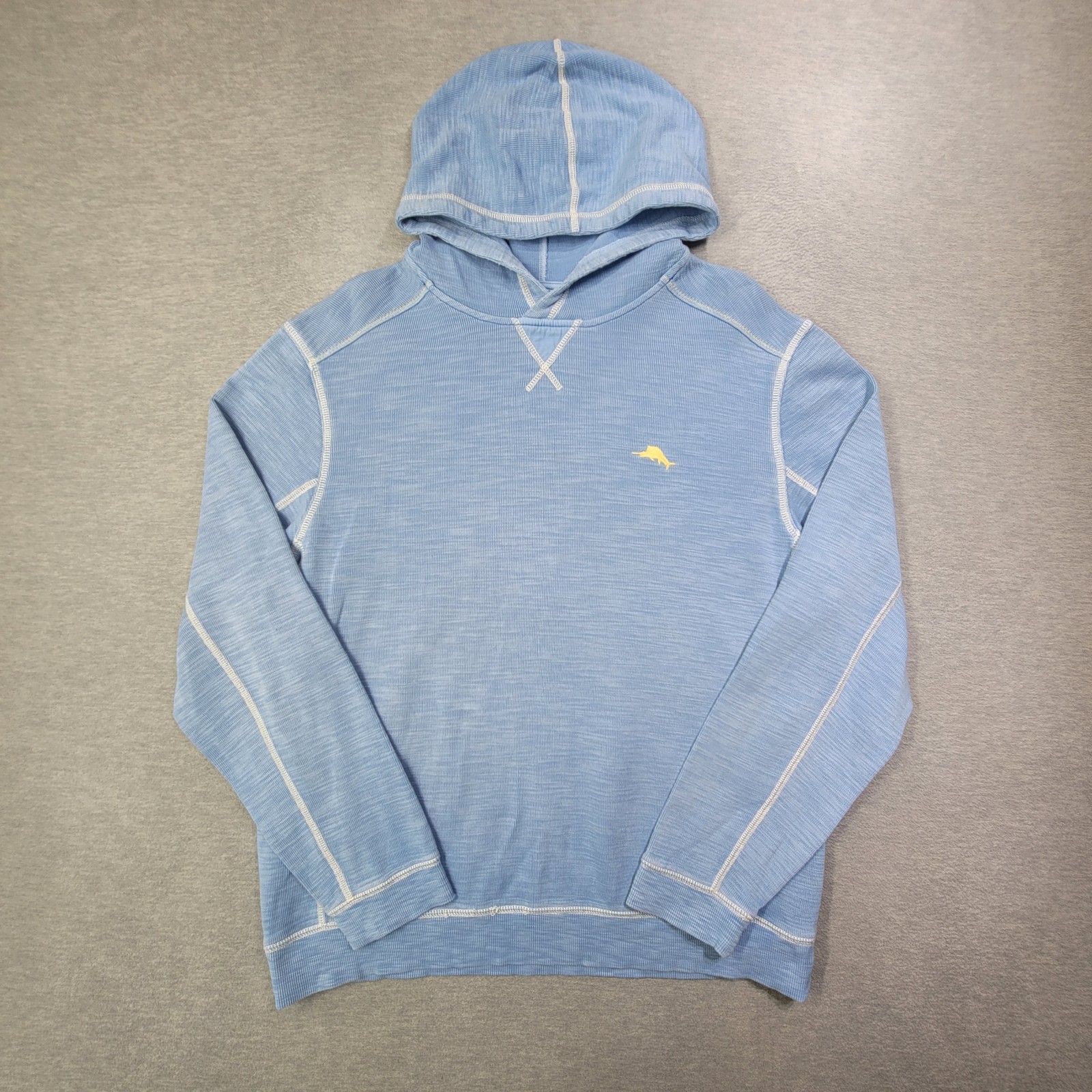 Tommy Bahama Hoodie Mens Medium Blue Pima Tencel Casual Relax Stretch Logo
