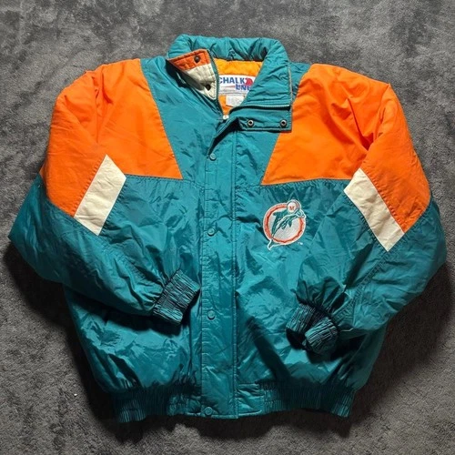 90s Chalk Line Miami Dolphins NFL Puffer Jacket Mens L - product listing photo