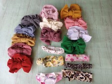Lot Of 18 Infant Toddler Girl Headbands W/ Bows Full Head Covers Soft Stretch