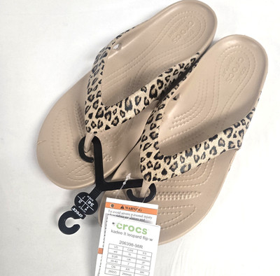 Crocs Women's Kadee II Leopard Flip Flops Sandals Size 9 New