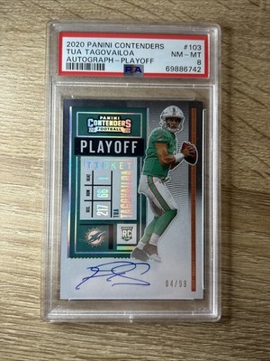 2020 Panini Contenders Tua Tagovailoa #103 Playoff Ticket /99 PSA 8
